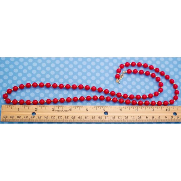 Vintage Boho Red Beaded Necklace 31 Inches by Monet - M14 - Picture 4 of 4